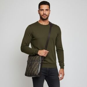 Fendi Black and Brown Monogram Messenger Bag